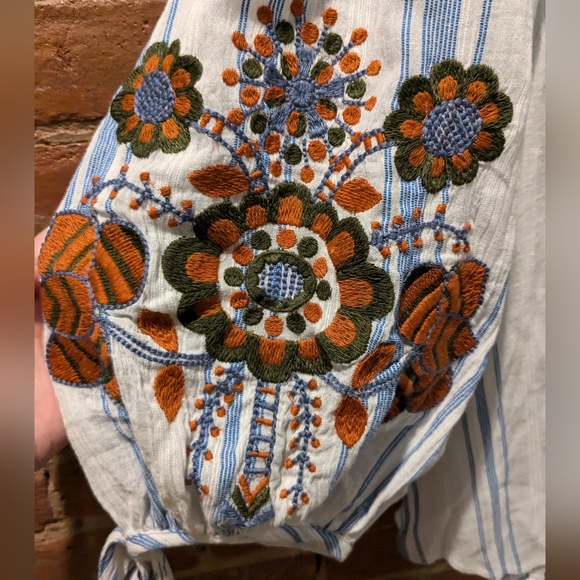 Anthropologie Antik Batik Camilla‎ Embroidered Peasant Blouse - Size XS - Picture 3 of 9